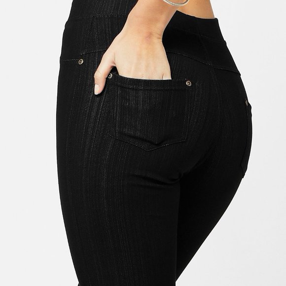 AMAZING Denim Leggings with Pockets - High Waist Jeggings Tummy Control Shaping - Picture 1 of 8